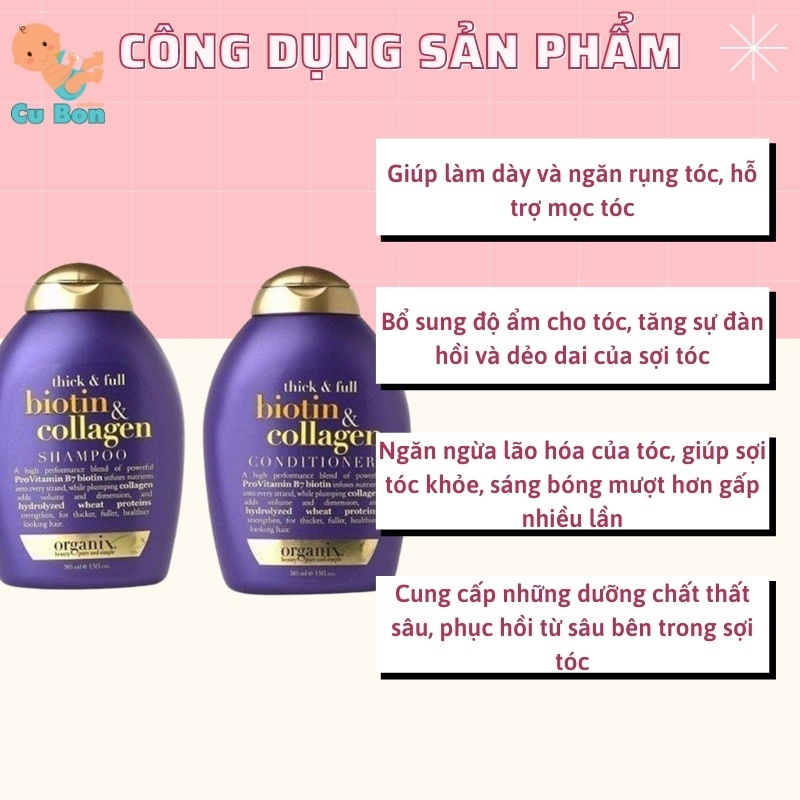 Cặp Dầu Gội Đầu Biotin 385ml Ngăn Ngừa Rụng Tóc Dưỡng Tóc Chống Khô An Toàn Cho Cả Mẹ Bầu Sau Sinh Chuẩn UK