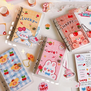 Sổ còng a6 kẻ caro kèm sticker móc khoá, washi, note