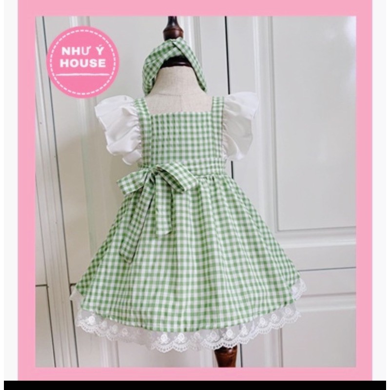 Váy trẻ em 💕 𝐓𝐀̣̆𝐍𝐆 𝐓𝐔𝐑𝐁𝐀𝐍💕NHƯ Ý HOUSE'S- Váy THIẾT KẾ CHO BÉ GÁI- VÁY CARO XANH NGỌC