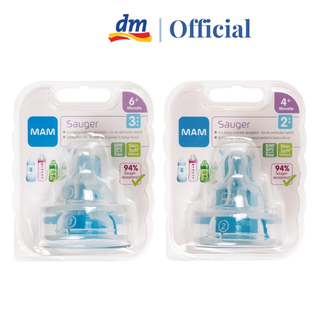 Núm ti thay thế bình sữa MAM (từ 0+ đến 6+X) đủ số (1-2-3-X)