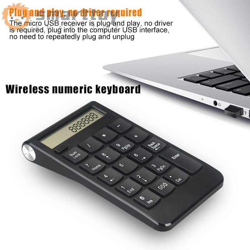Mini Number Keyboard 2.4G Wireless USB Plug and Play Portable with Display Screen