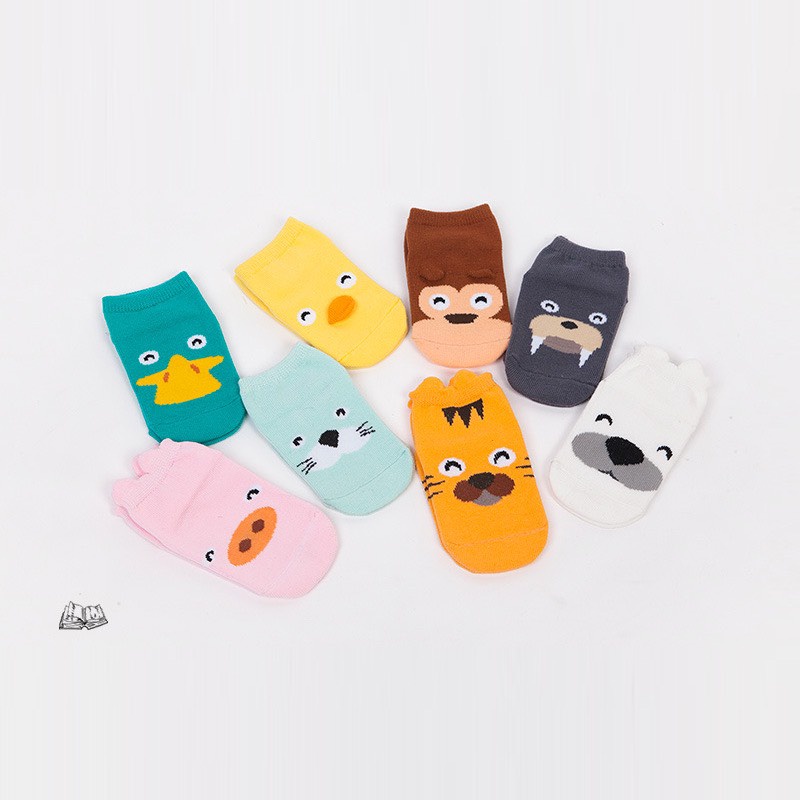 Tất Hàn KIDS SOCKS Cổ Ngắn Thú Mắt Cười Chống Trơn Trượt Cho Bé 3 Tháng - 4 Tuổi T01