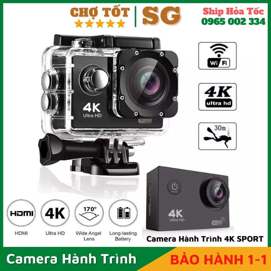 Camera Hành Trình 4K SPORT Ultra HD Wifi Quay Video 4K Lắp Đặt Trên Ô Tô Xe Máy Đi Phượt Chống Rung, Chống Nước [BH 1-1]