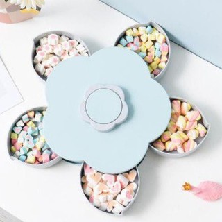 Khay đựng mứt tết, bánh kẹo hoa quả 1 tầng 5 cánh xoay 360 độ sang trọng tiện dụng gọn gàng