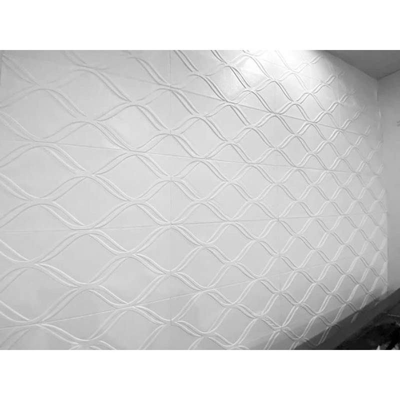 XỐP DÁN TƯỜNG Vân Sóng 3D, Hoa Văn Giả Da
