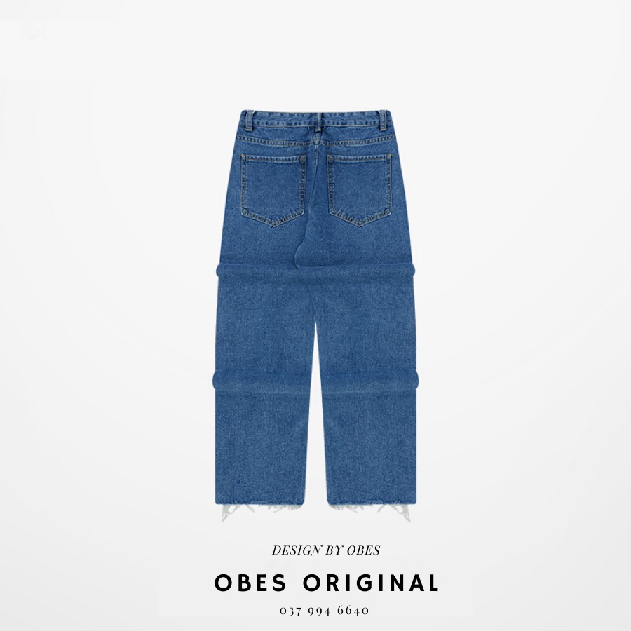 [OBES] Quần jeans nam xanh đậm cut gấu QXĐ0 | BigBuy360 - bigbuy360.vn
