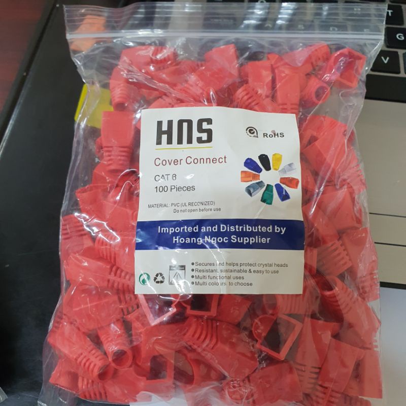 Đầu chụp hạt mạng RJ45 100 hạt/túi dùng cho cat5/cat6, đầu bọc hạt mạng, đầu chụp jack mạng