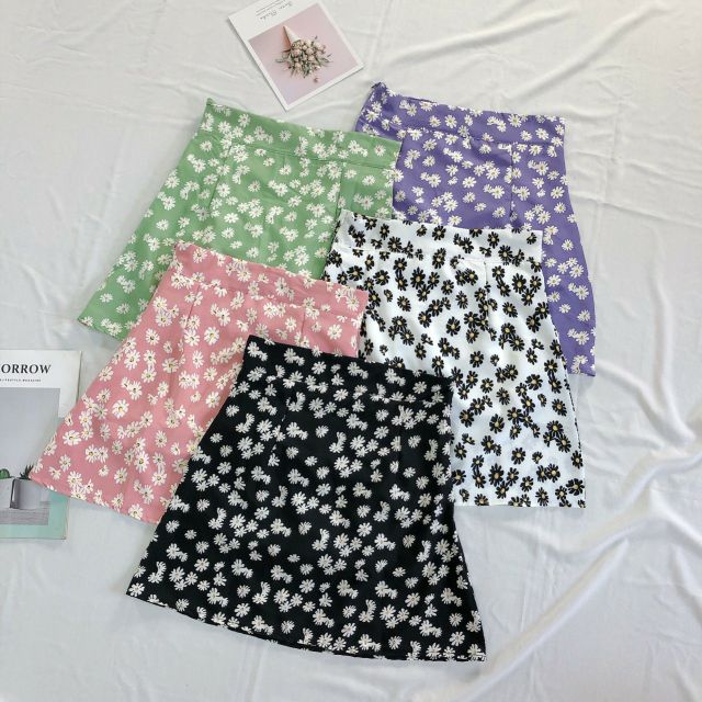 Chân váy chữ A hoa cúc lưng cao | BigBuy360 - bigbuy360.vn