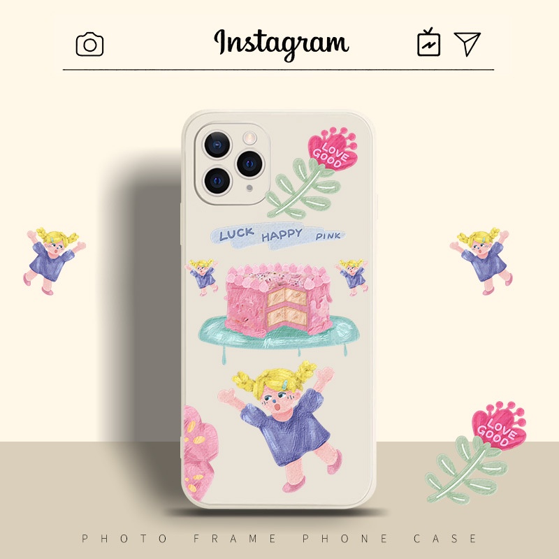 Ốp iphone happy birthday baby girl cạnh vuông ốp lưng cho 6/7/8/Plus/X/Xr/11/Pro/Max/12/13/promax bảo vệ cam