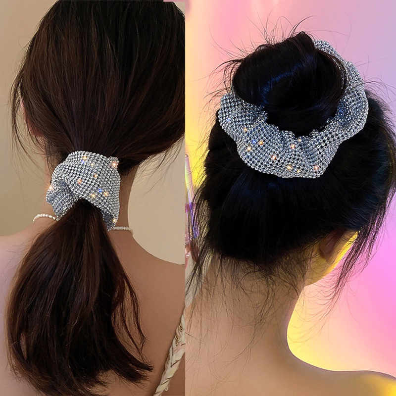 Dây Buộc Tóc Co Giãn Đính Đá Lấp Lánh Xinh Xắn Cho Nữ