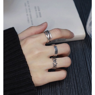 Set 3 nhẫn hợp kim chạm khắc cổ điển thời trang