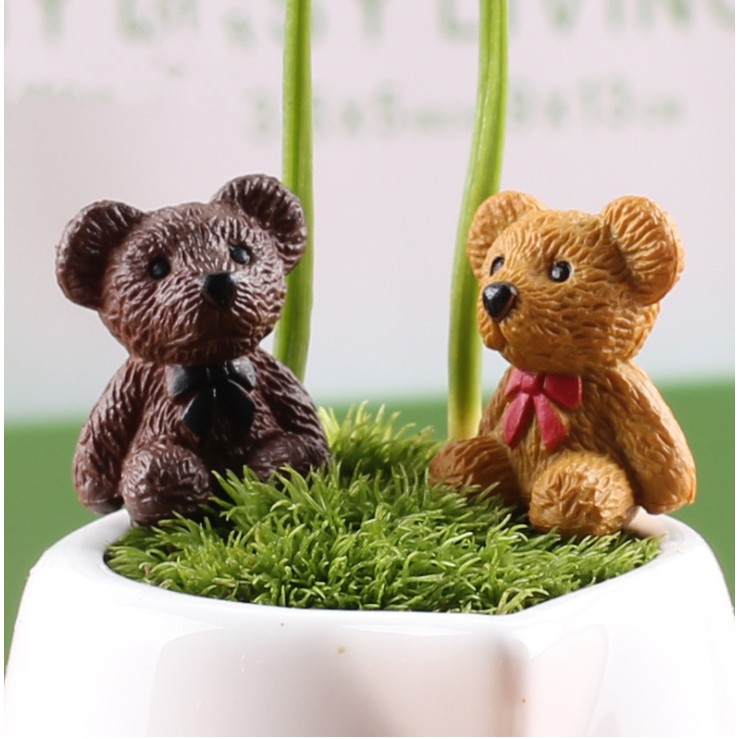 Mô hình gấu Teddy nhỏ xinh cỡ 1.5 x 2cm cho các bạn trang trí terrarium, tiểu cảnh, DIY