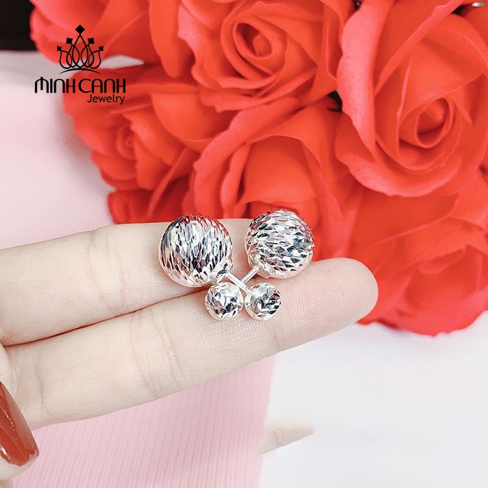 Bông Tai Bạc 2 Đầu To Nhỏ Ren Vặn - Minh Canh Jewelry