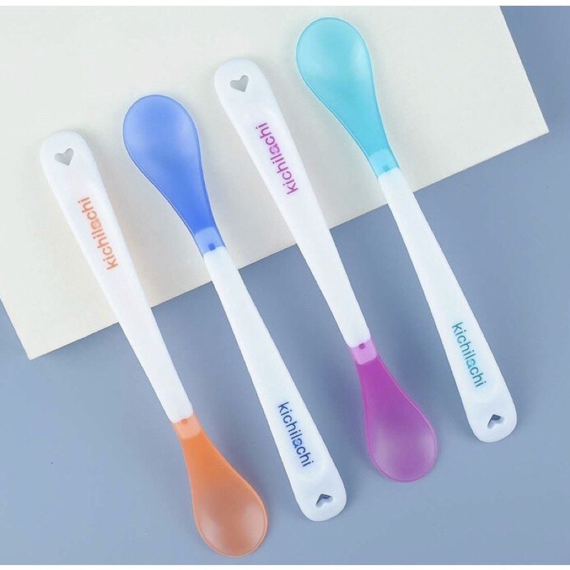 Thìa báo nóng Kichi cho bé ăn dặm 4 màu