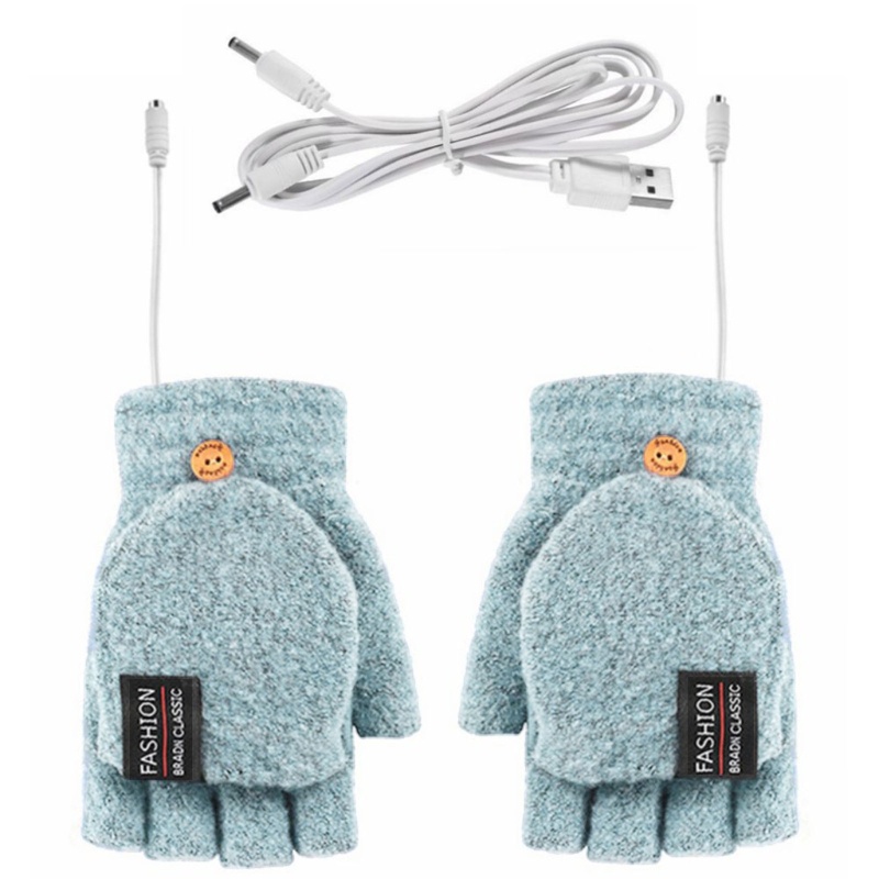 Găng Tay Hở Ngón Giữ Ấm Có Cổng USB Cho Nam Nữ