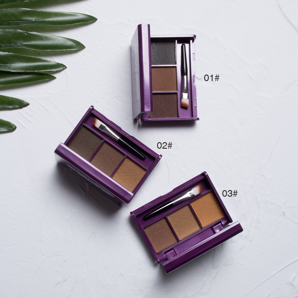 Hộp phấn vẽ lông mày 3 màu kháng nước không nhòe tích hợp cọ tiện dụng | BigBuy360 - bigbuy360.vn