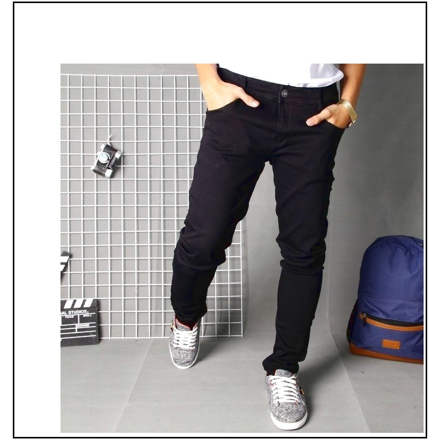 quần jean nam ĐEN TRƠN chất jean giãn tốt ĐT2-MS00/1