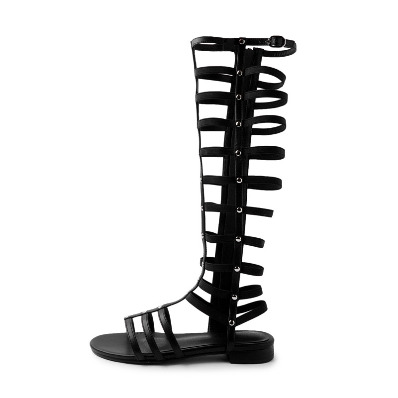 Giày sandal đế bằng cột dây cổ cao thời trang mùa hè cho nữ Size 35-43