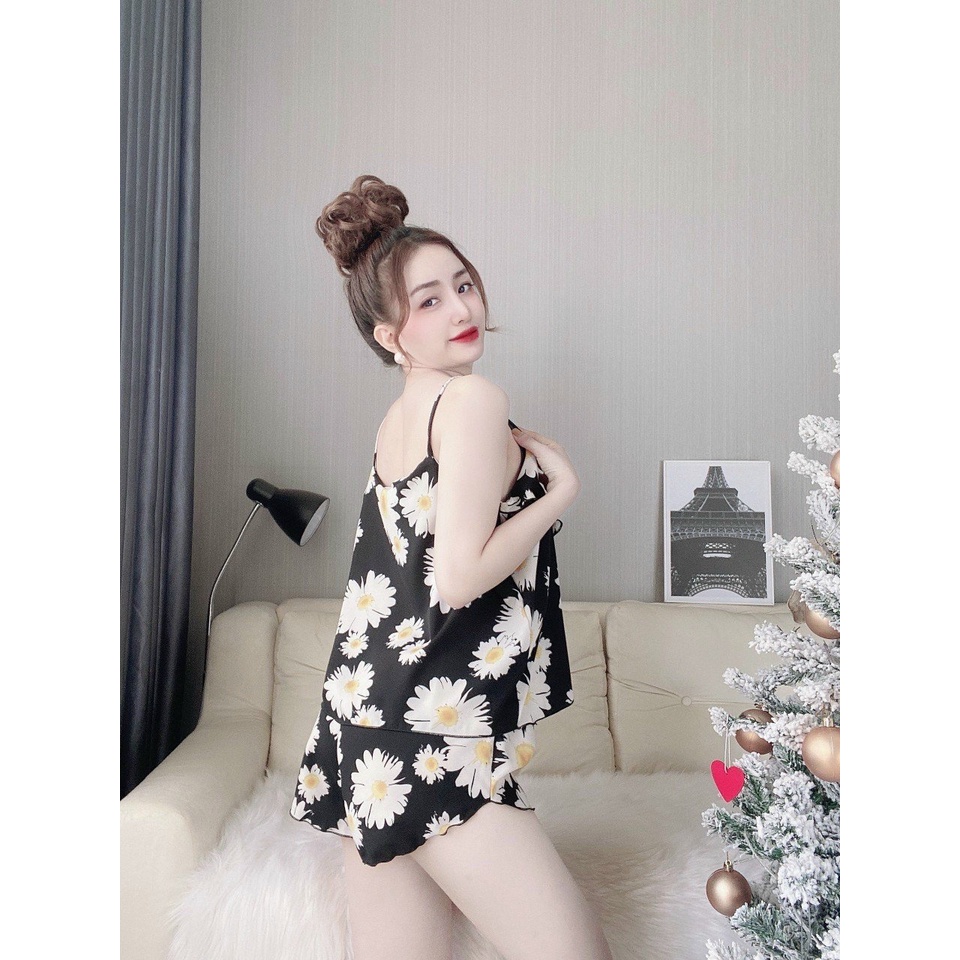 Bộ đồ ngủ hai dây sexy co giãn,mềm mịn Freesize dưới 60kg
