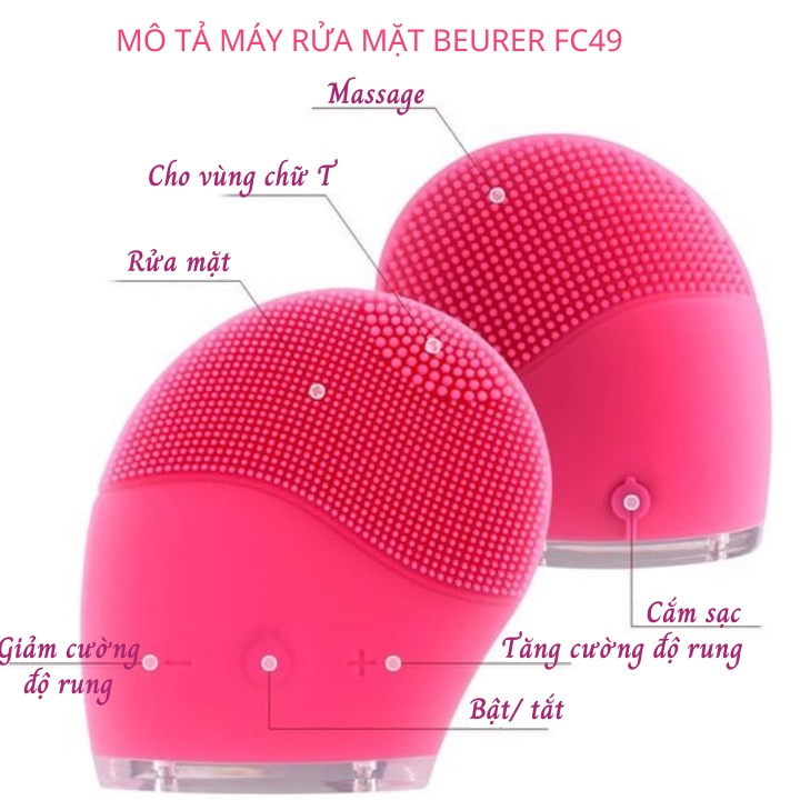 Máy rửa mặt massage nâng cơ chính hãng Beurer FC49 công nghệ sóng rung siêu âm, 15 tốc độ, chống nước, bảo hành 2 năm