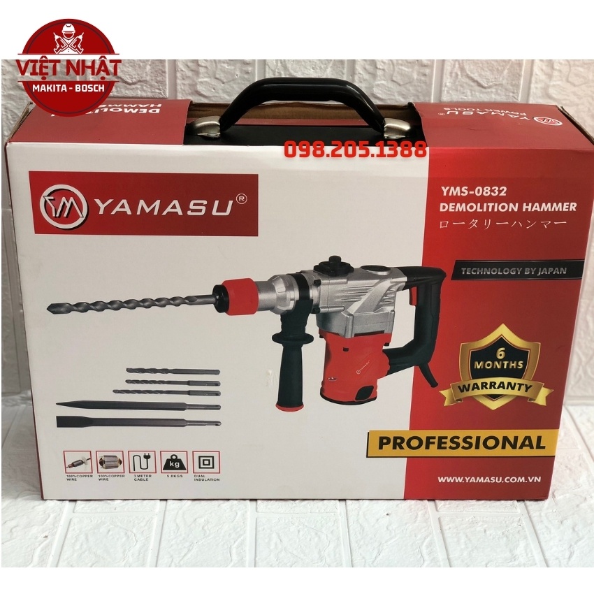 Máy khoan đục bê tông điện YAMASU-0832- Hàng chính hãng bảo hành theo tiêu chuẩn của nhà sản xuất,