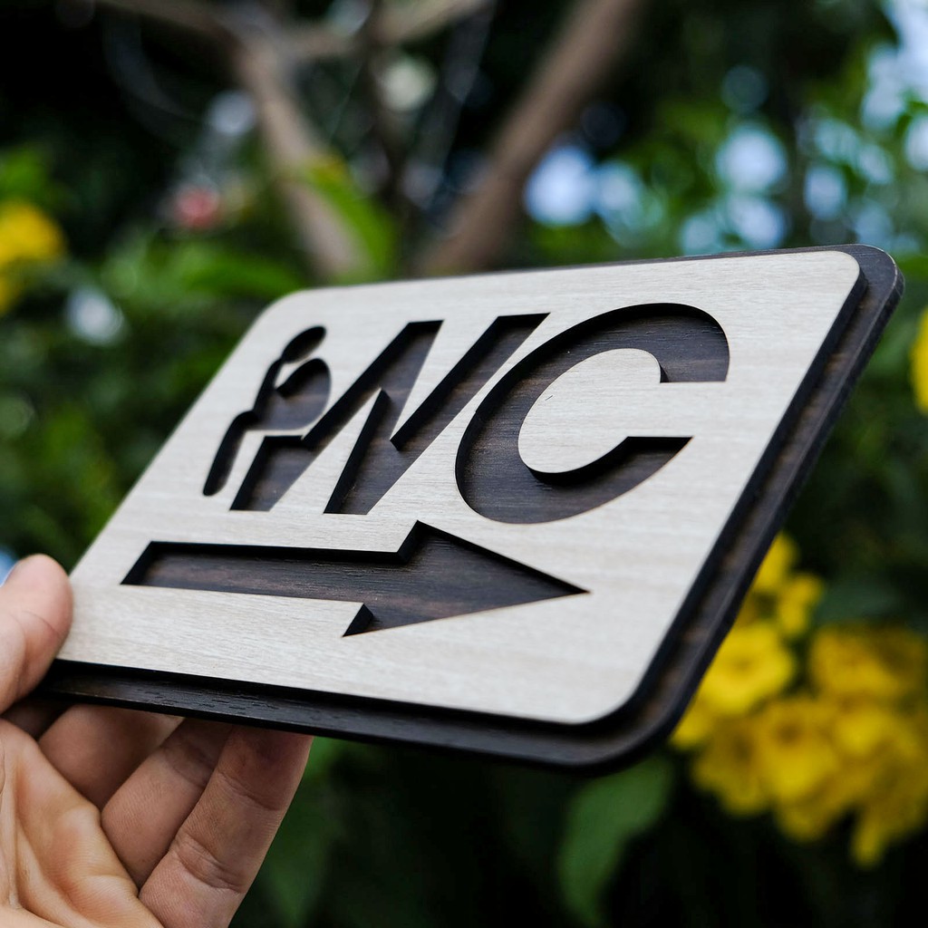 Bảng WC bằng gỗ cắt laser (có keo 2 mặt phía sau) - Mẫu TL03