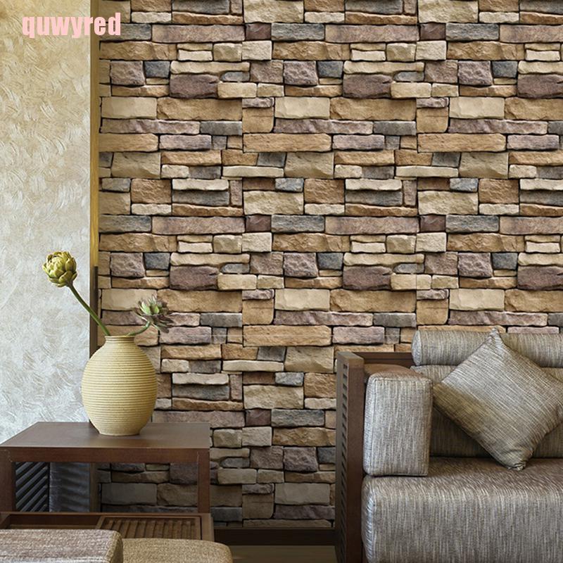 quwyred 3D Wall Paper Brick Stone Effect Self-adhesive Wall Sticker Wallpaper Room Decor GWT