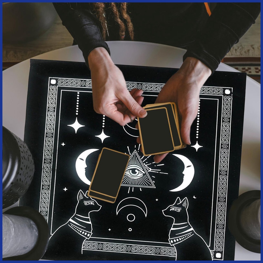 Khăn Trải Bàn Bói Tarot Hình Vuông Bằng Vải Flannel In Mắt Trăng Ai Cập