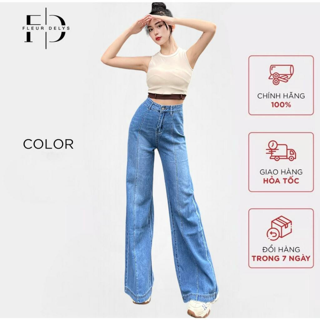 Quần jeans nữ Delys QJ0052 cạp 4cm ống vẩy xẻ gấu sau tôn dáng hack chân