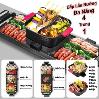 Nồi lẩu nướng 2 ngăn, 3 ngăn kích thước lớn, nồi lẩu to, công xuất 2700W, tiết kiệm điện năng, an toàn sức khỏe