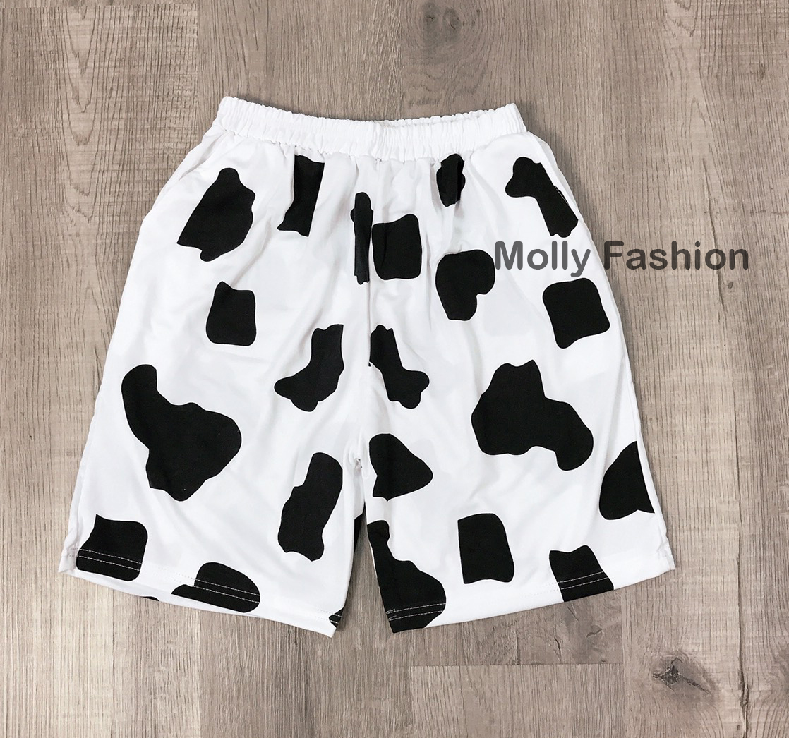 Quần Short nam nữ hoạt hình BÒ SỮA form rộng Unisex Freesize 40-65kg Molly Fashion | BigBuy360 - bigbuy360.vn