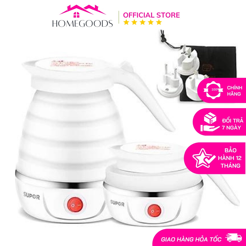 Bình Đun Nước Ấm Siêu Tốc Gấp Gọn, Silicone Du Lịch