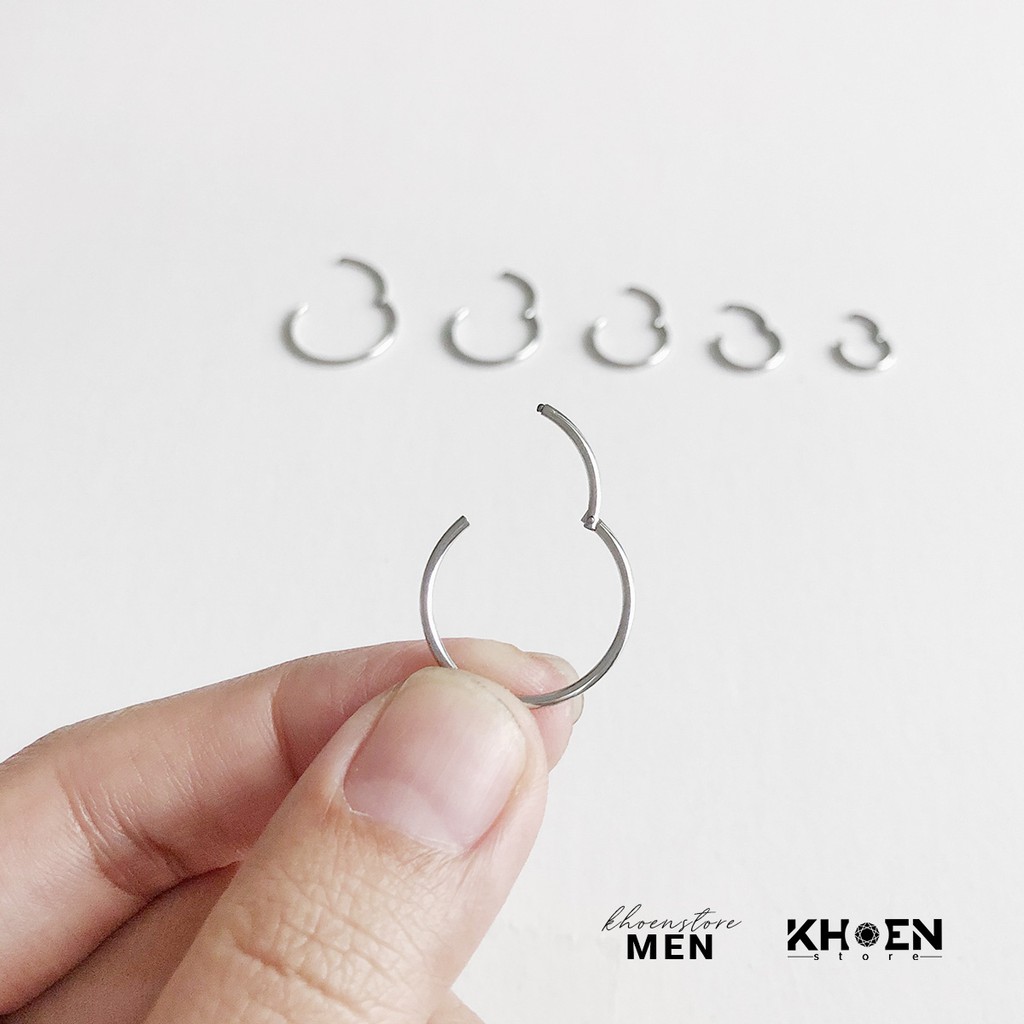 (1 Chiếc) Khuyên tai Tròn nút bật  Slim hoop earring - Khoen Store