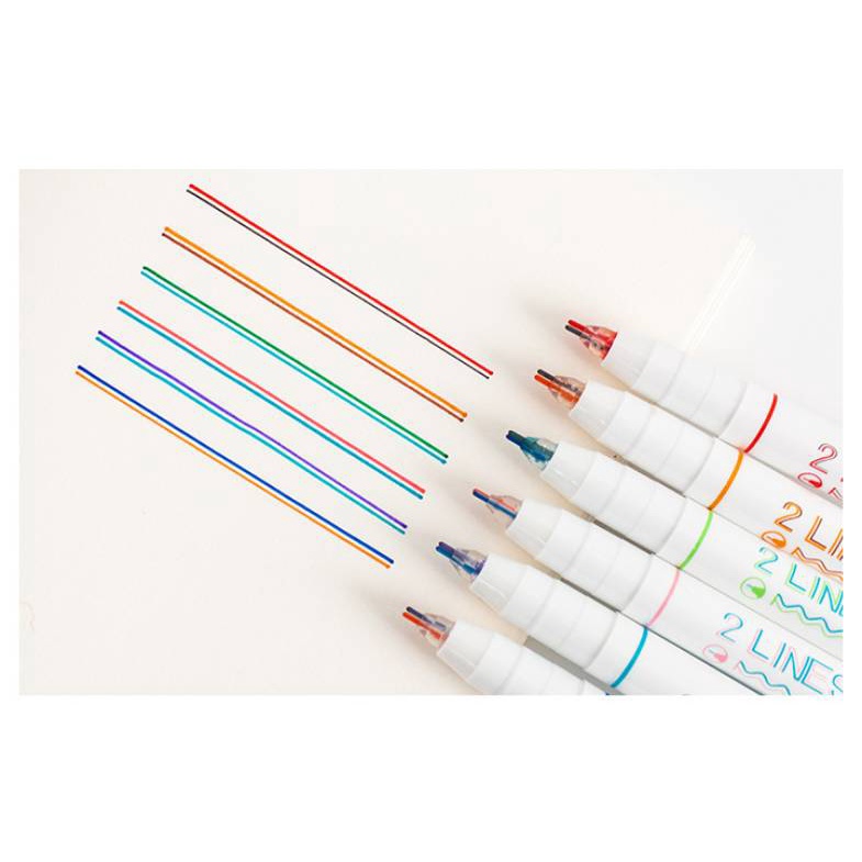 Bút gel Đầu 2 ngòi Nét 0.5mm Rosy Posy Line Pen - 1 chiếc tùy chọn màu