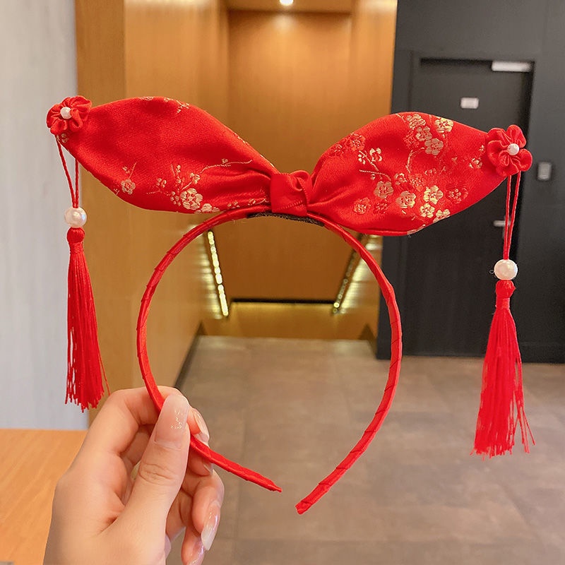 Băng Đô Cài Tóc Đính Nơ Phong Cách Trung Hoa Mừng Năm Mới