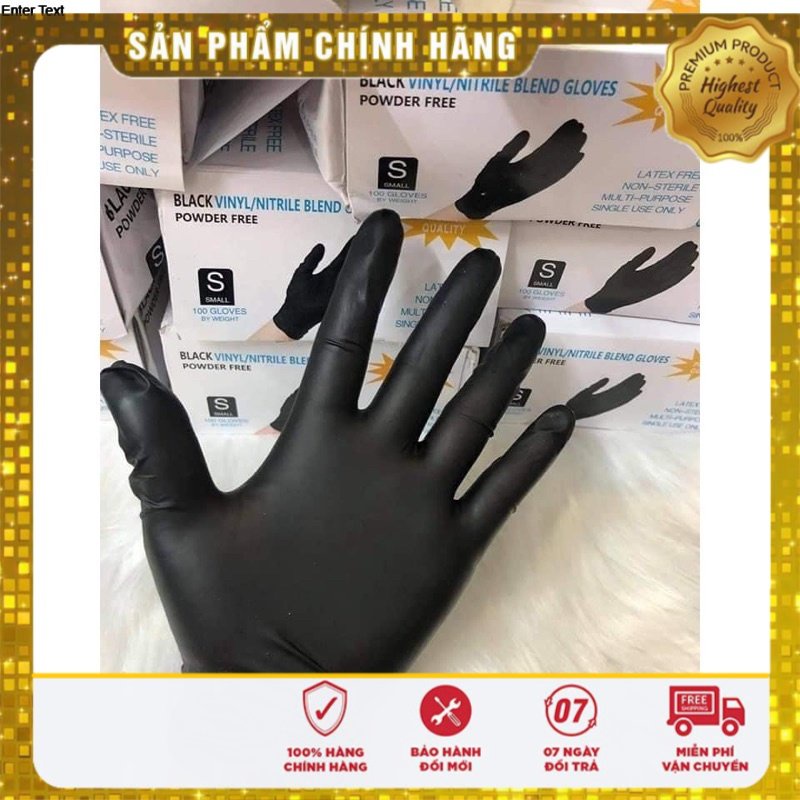 Găng Tay Đen Y Tế Không Bột Màu Đen 100C DCPX-NTA