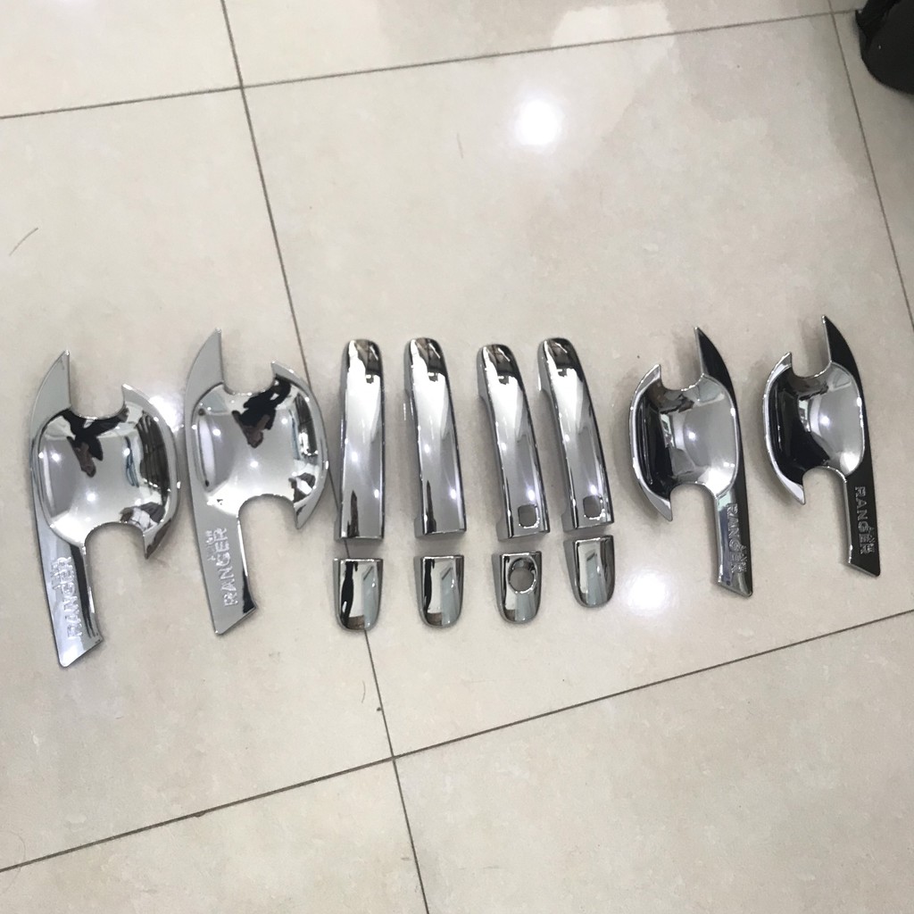 Bộ ốp Tay nắm + Hõm cửa Mạ crom xe Ford Ranger form 2013 đến 2021