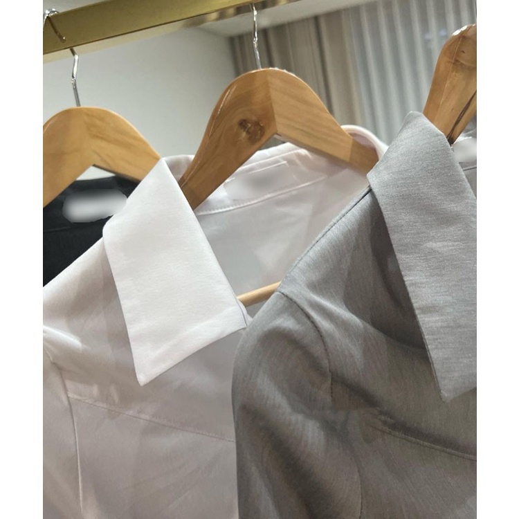 Cocory vn Áo Sơ Mi Tay Dài Màu Trơn Dễ Phối Đồ Thời Trang Quyến Rũ Cho Nữ