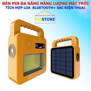 Đèn pin cầm tay đa năng, tích hợp Loa bluetooth, sạc dự phòng điện thoại Năng lượng mặt trời