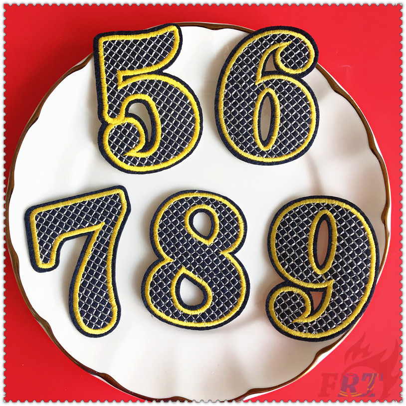 Miếng vá thêu trang trí quần áo hình chữ số nhiều màu sắc