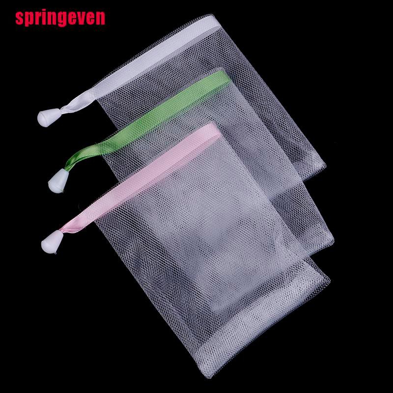 [springeven] Túi Lưới Đựng Xà Phòng Tẩy Tế Bào Chết Cỡ Nhỏ Bằng Nylon Có Dây Rút