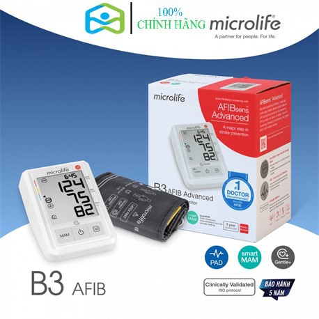 Máy Đo Huyết Áp Microlife B3 AFIB Cảnh Báo Đột Quỵ-Đời Mới-Bảo Hành 5 Năm Hư Đổi Mới