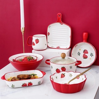 [Tách sét] Bộ dâu tây đỏ trang trí món ăn, decor bàn ăn kiểu Bắc Âu