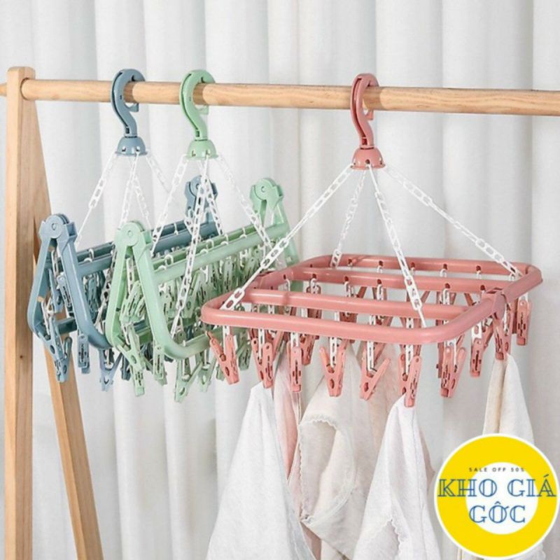 Móc chùm vuông nhựa 32 kẹp chắc chắn có chốt chống bay