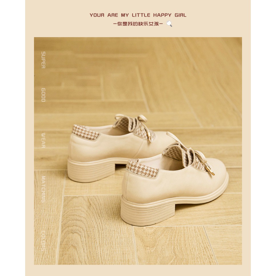 Giày LOLITA Nhật Bản Giày Da Đính Nơ Cao Gót 5 Phân