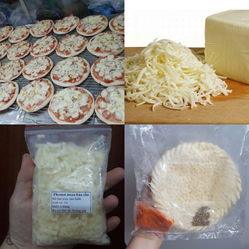 Phomai bào sợi 100g làm bánh piza (ship now) (có đế và sốt)