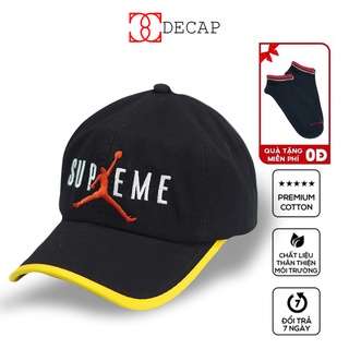 Mũ lưỡi trai ❤️Freeship❤️ Nón lưỡi trai Supreme - Mũ kết viền vàng Unisex nam và nữ