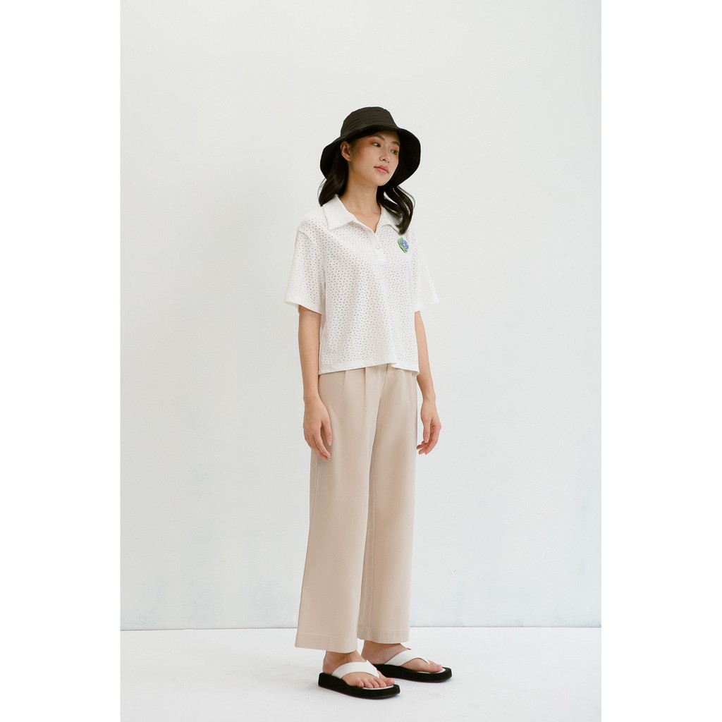 LIBÉ - Áo thun tay ngắn màu trắng cổ polo đục lổ | BigBuy360 - bigbuy360.vn