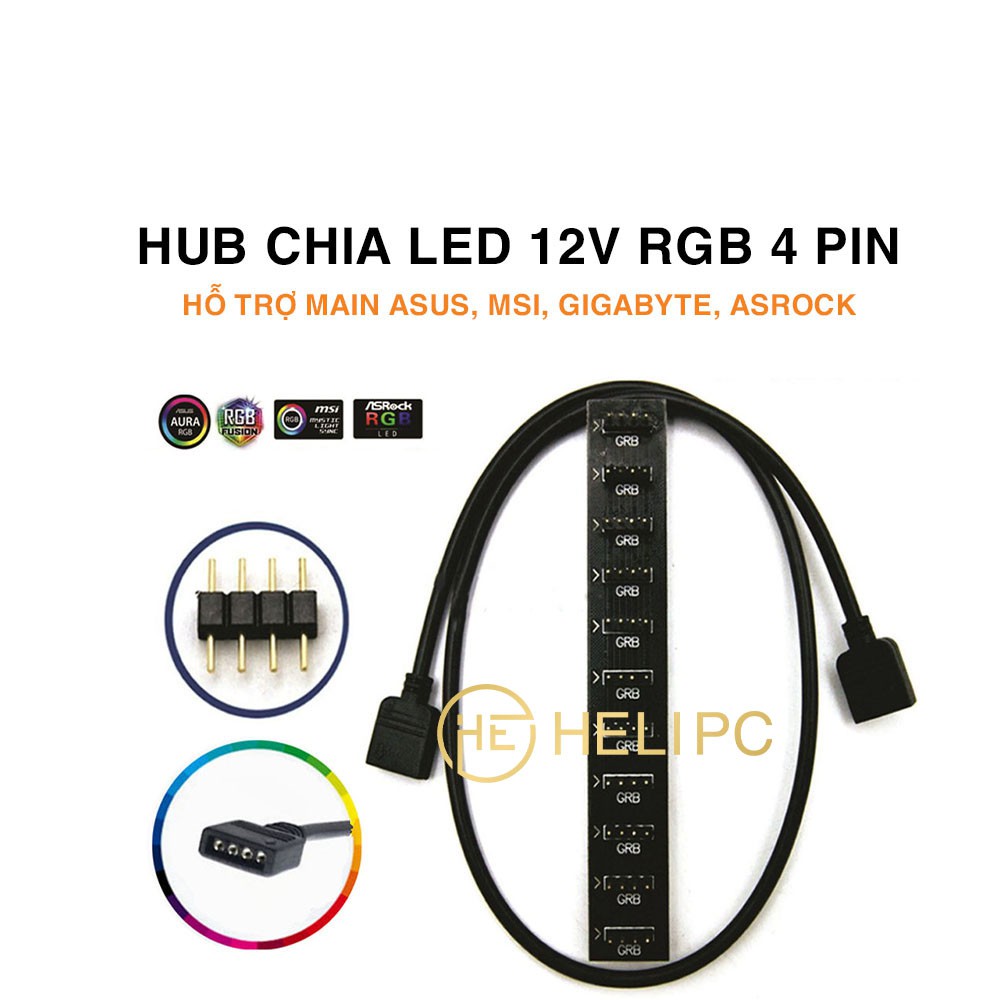 HUB chia LED 12v RGB 4 Pin hỗ trợ Main ASUS, MSI, GIGABYTE, ASROCK