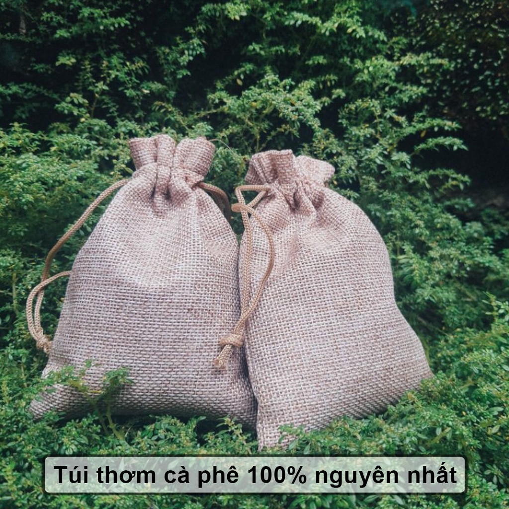 Túi thơm cà phê treo xe ô tô, 100% cà phê Đắc Lắc, túi cafe khử mùi, làm thơm cho xe hơi